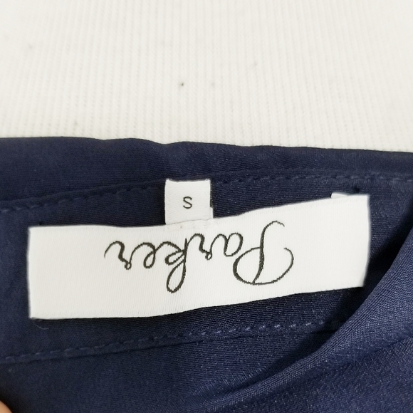 Parker overlay shirt dress navy blue lace collared size small - Picture 8 of 9